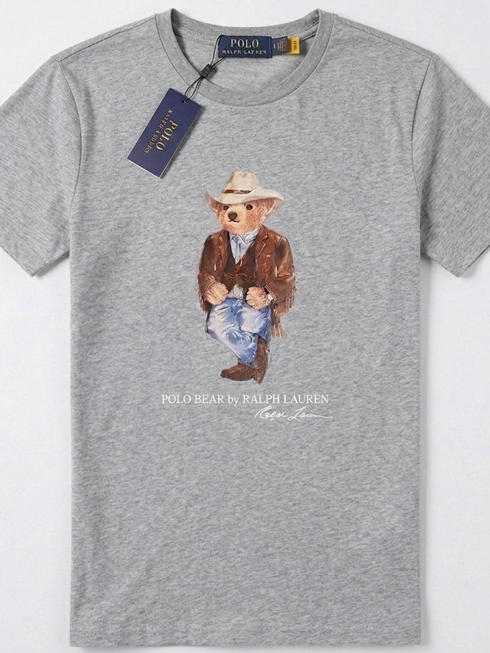 Polo Ralph Lauren Gray Cowboy Bear Graphic Crewneck Tee